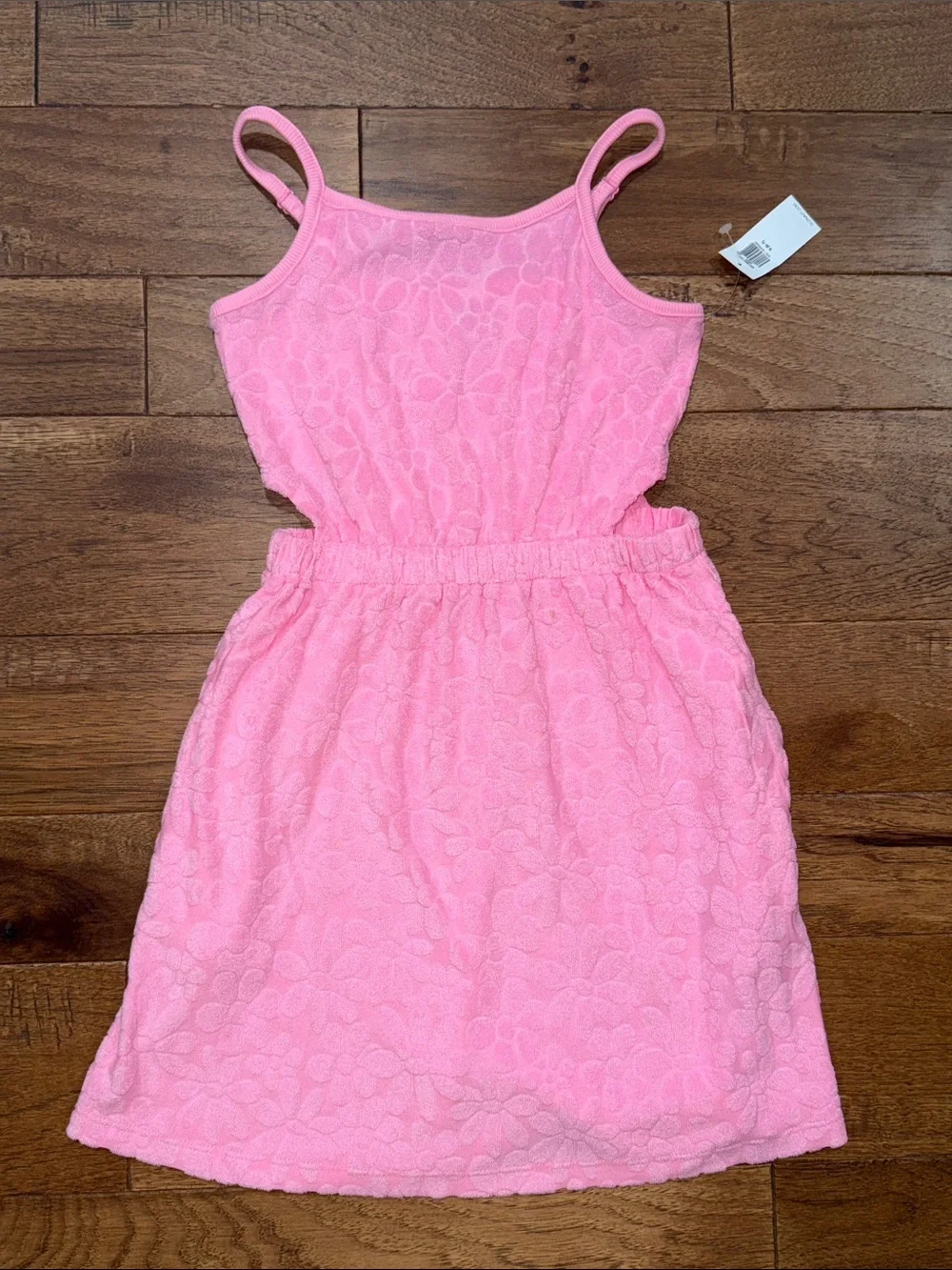 Girls Old Navy Sleeveless Terry Side-Cutout Floral Pink Dress - Size S (6/7)